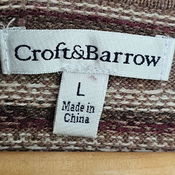 V-Neck Striped Sweater By Croft &‎ Barrow Mens Size L Unisex Grandpa Dad《881》R - Picture 2 of 7